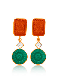 Golden Aura Carved Earrings view 3