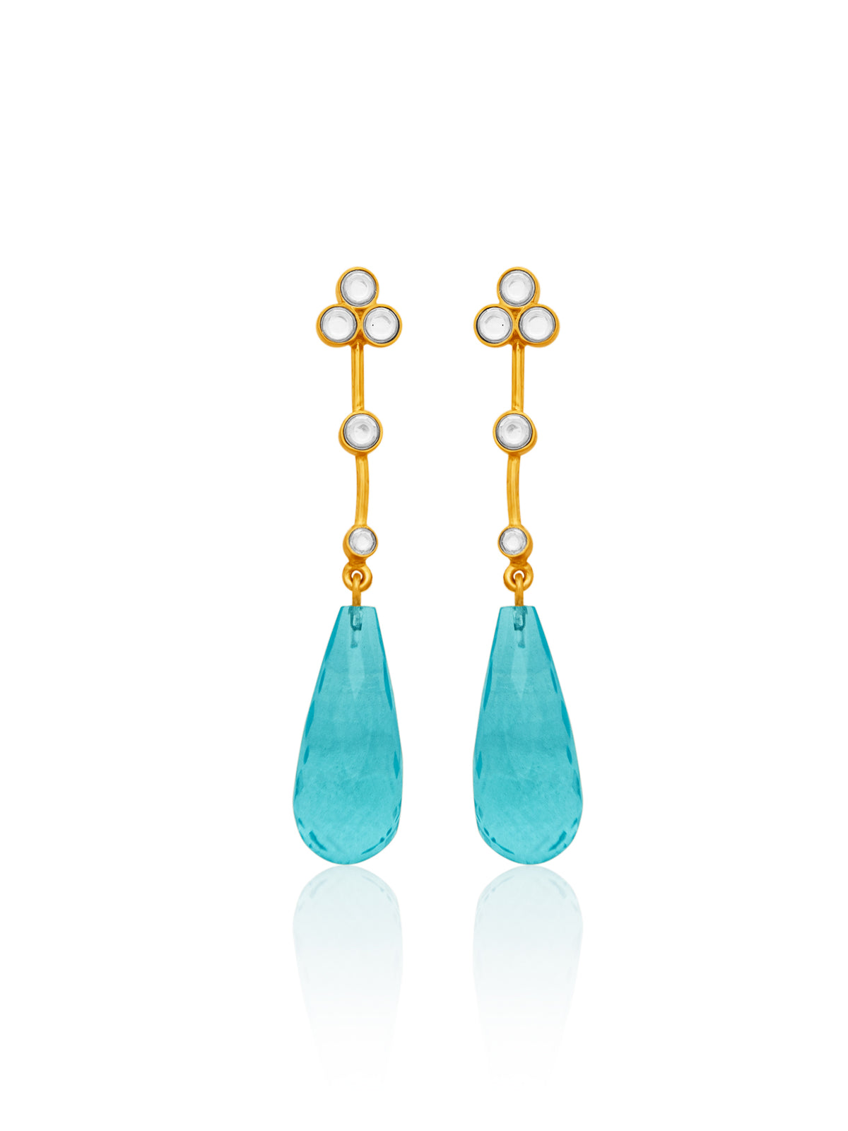 Aqua Briolette Drop Kundan Delights view 3