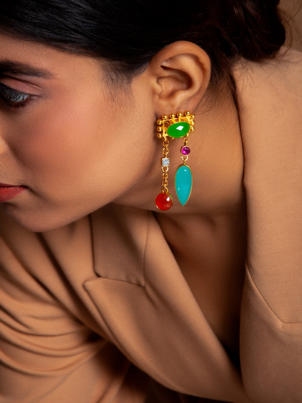 Gemstone Silver Fusion Earrings view 4