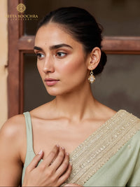 Nitya 925 Silver Crystal Earrings with Enamelling view 3