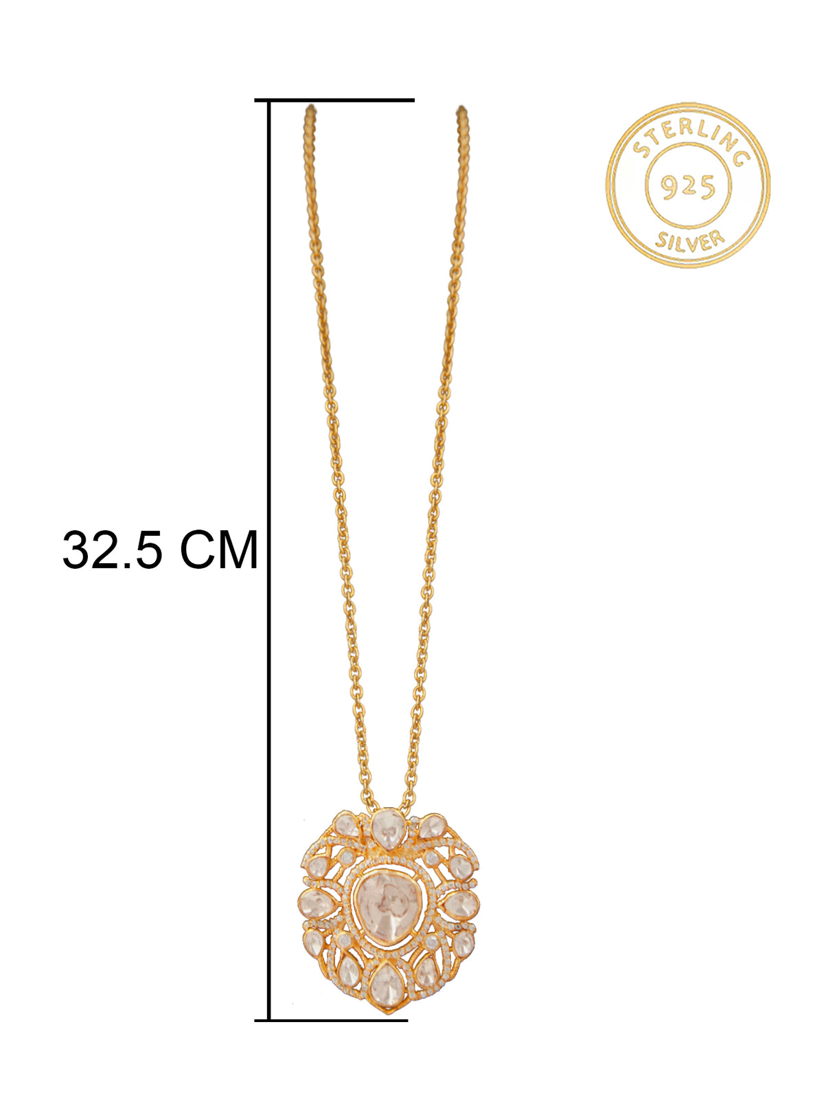 Swarna Utsav Moissanite Necklace: 925 Sterling Silver Gold Plated view 5