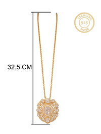 Swarna Utsav Moissanite Necklace: 925 Sterling Silver Gold Plated view 5