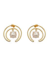 Modern Chic: 925 Sterling Silver Contemporary Earrings with Freshwater Pearl view 2