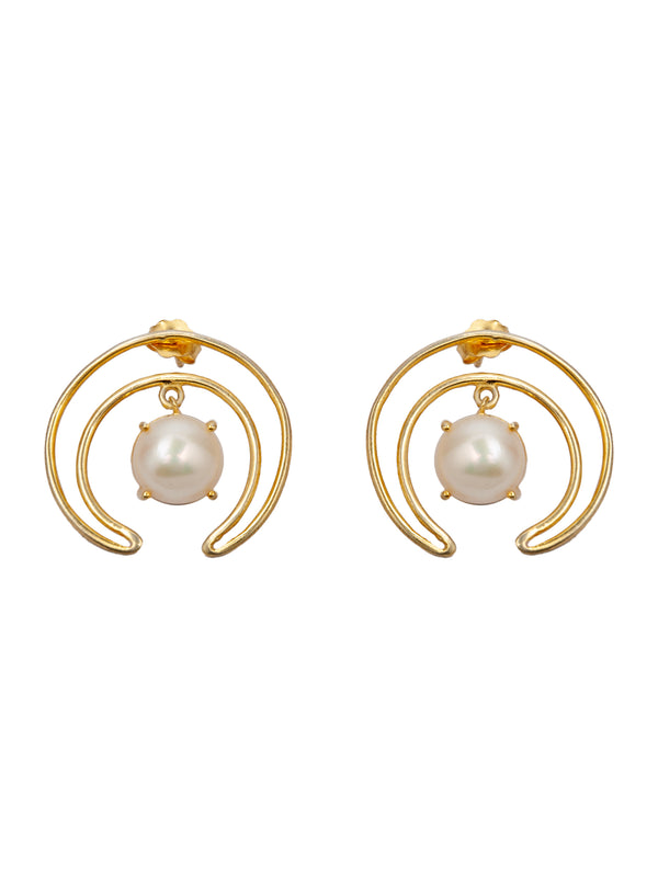 Modern Chic: 925 Sterling Silver Contemporary Earrings with Freshwater Pearl alternate