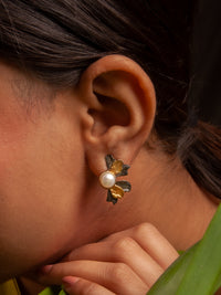 Leafy Pearl Earrings view 1