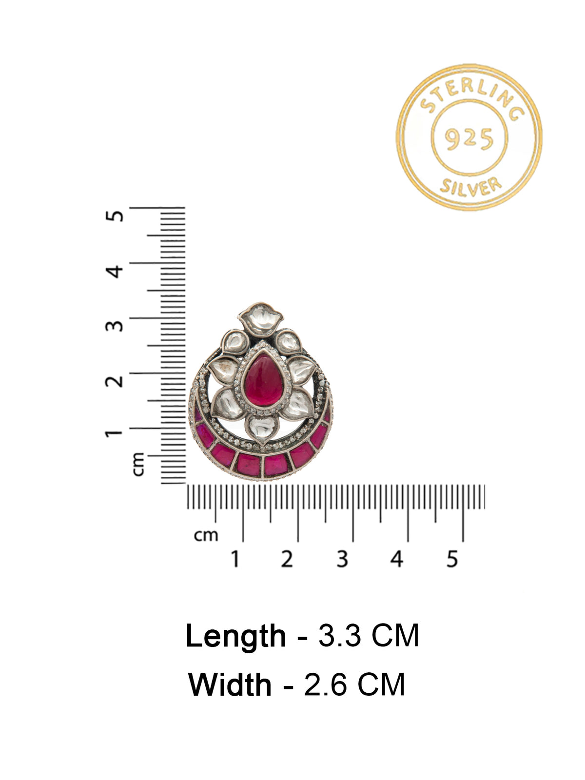 Sone Ki Laal Chandbali Kundan Studs: 925 Sterling Silver view 6