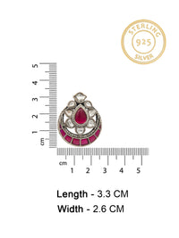 Sone Ki Laal Chandbali Kundan Studs: 925 Sterling Silver view 6