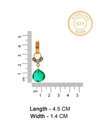 Green Glow Modern Hoop Earrings: 925 Sterling Silver Gold Plated view 6