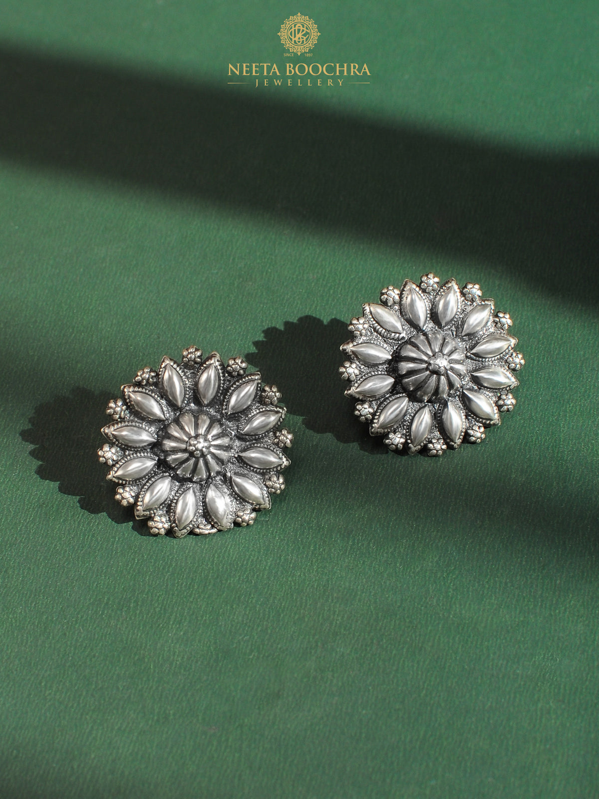 Nitya 925 Silver Sunflower Earrings view 1