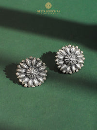 Nitya 925 Silver Sunflower Earrings view 1