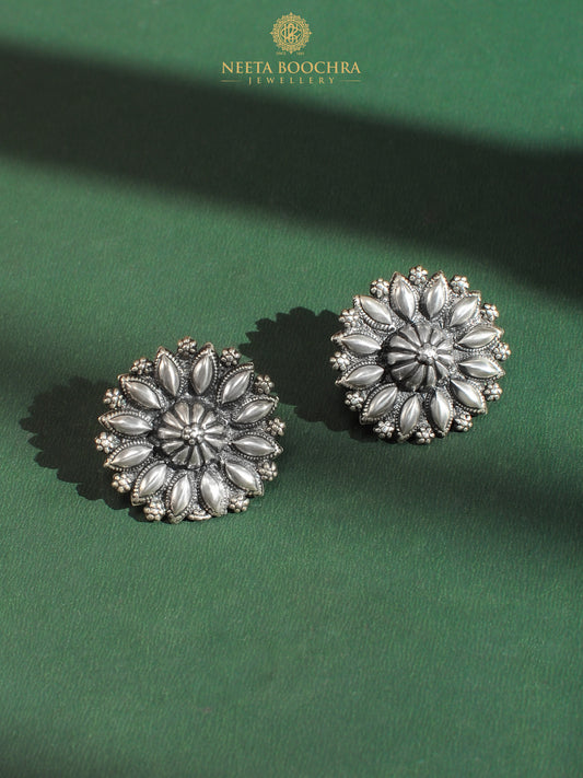 Nitya 925 Silver Sunflower Earrings