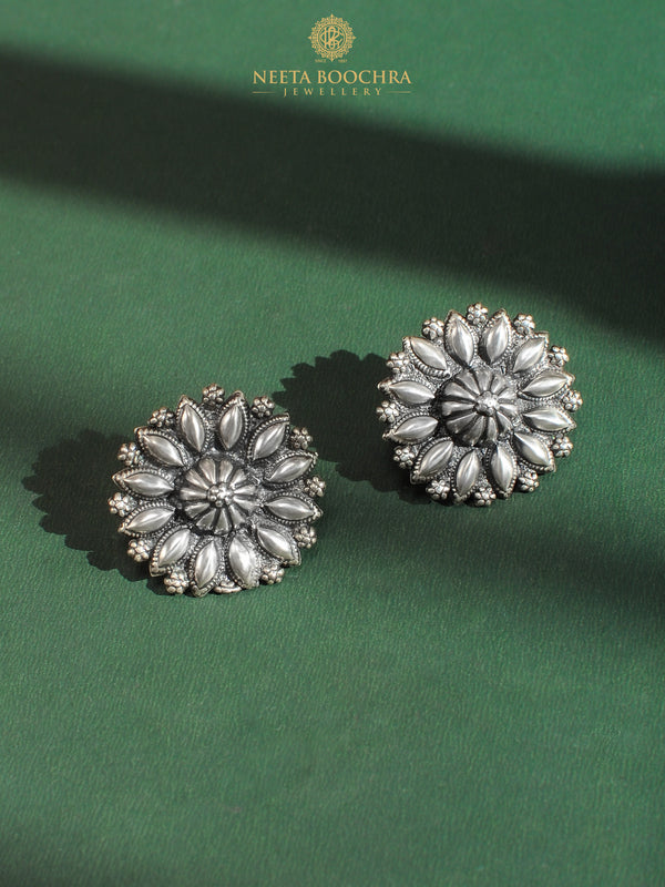 Nitya 925 Silver Sunflower Earrings