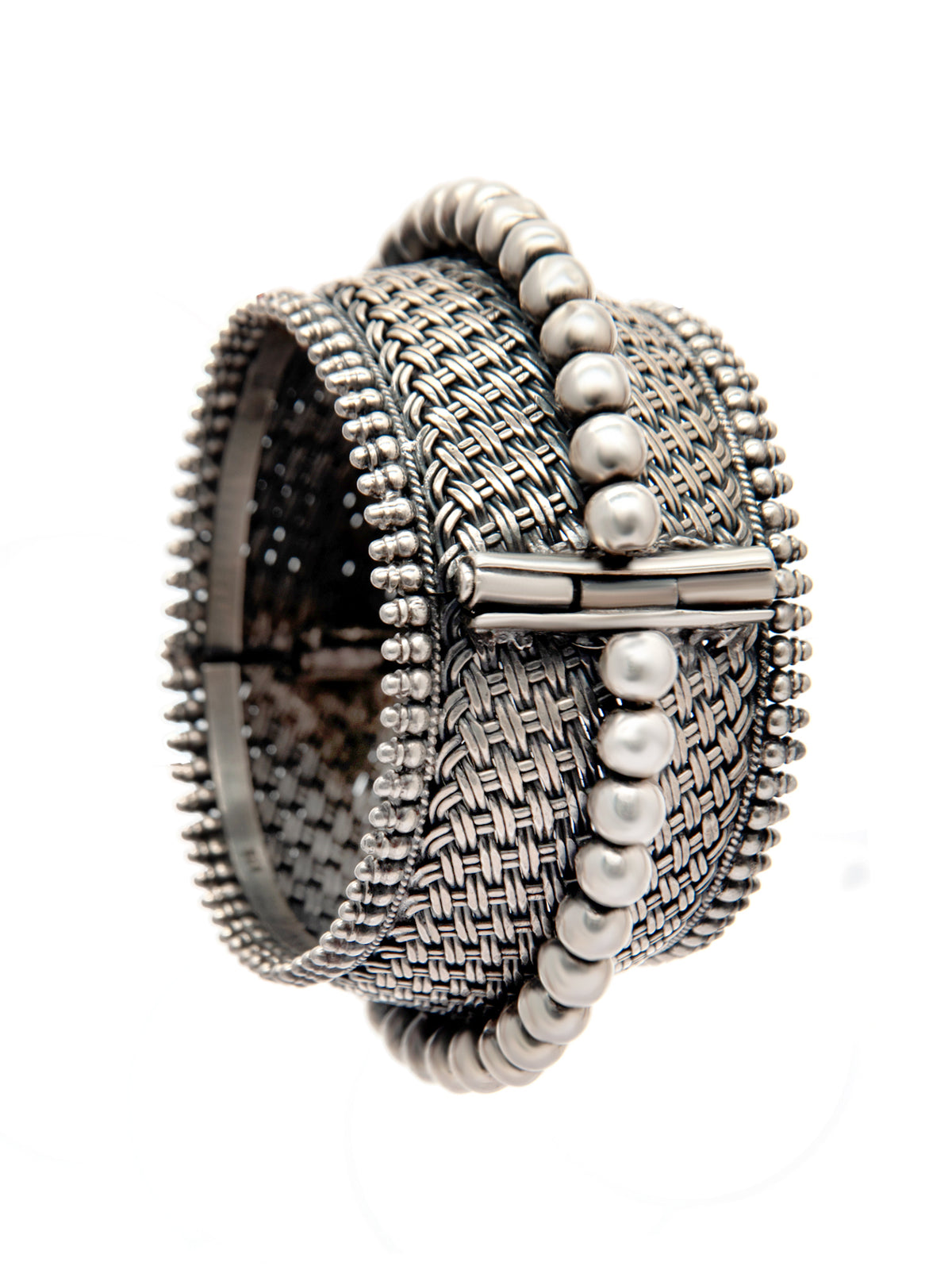 Rawa Radiance: 925 Silver Statement Bangle with Fine Rawa Detailing view 2