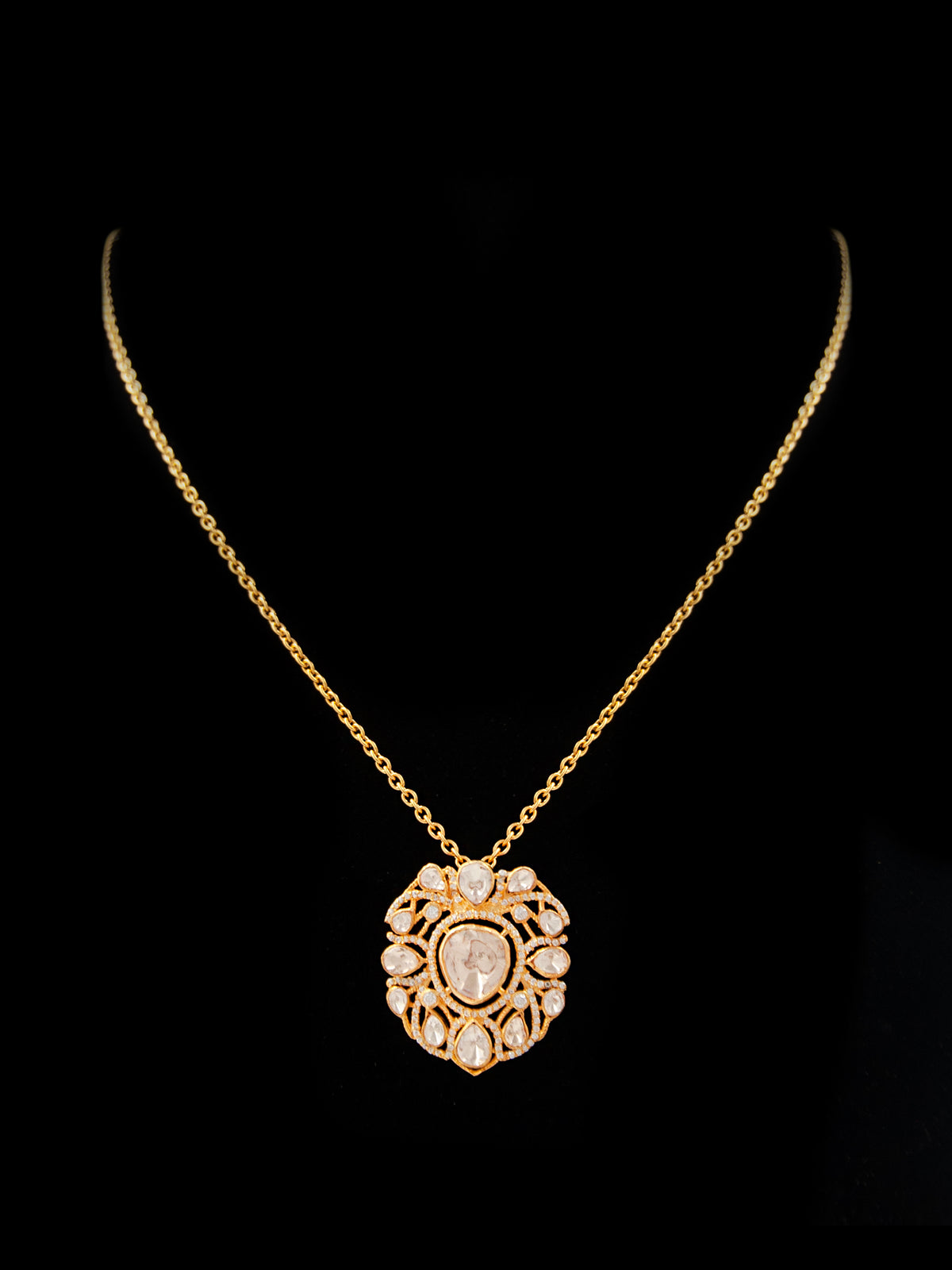 Swarna Utsav Moissanite Necklace: 925 Sterling Silver Gold Plated view 2