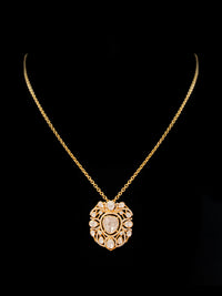 Swarna Utsav Moissanite Necklace: 925 Sterling Silver Gold Plated view 2