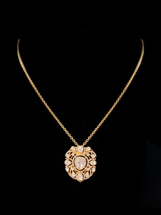 Swarna Utsav Moissanite Necklace: 925 Sterling Silver Gold Plated