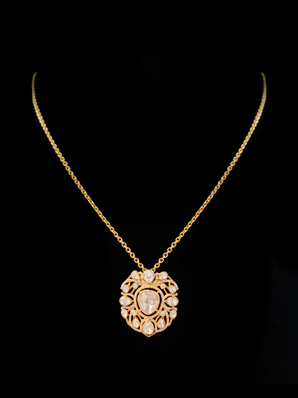 Swarna Utsav Moissanite Necklace: 925 Sterling Silver Gold Plated alternate