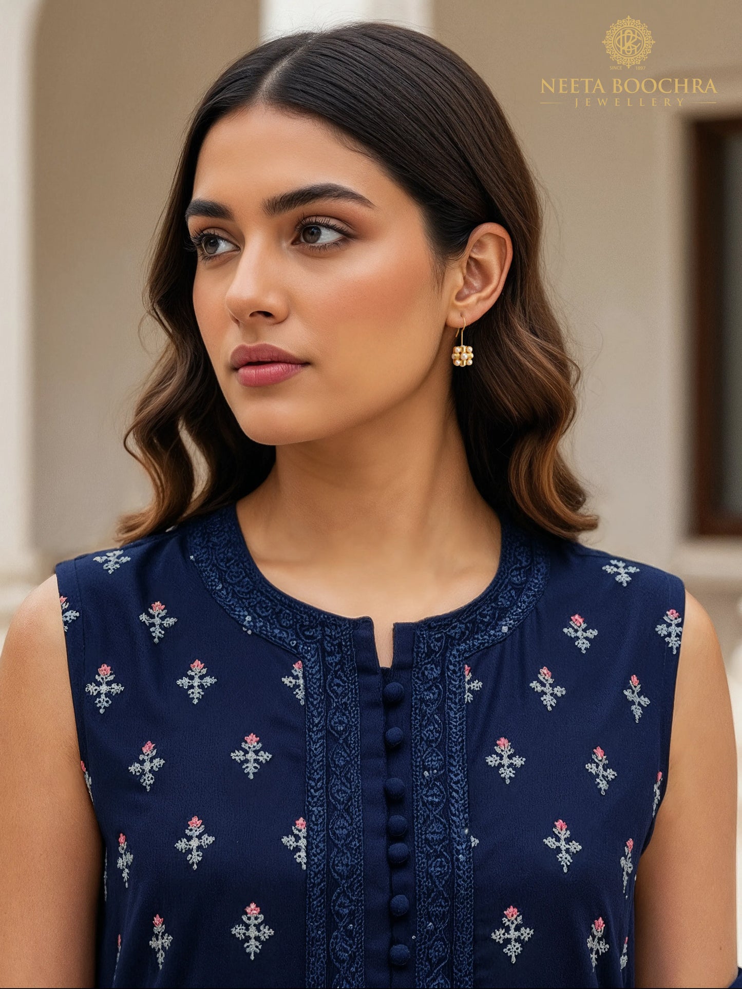 Nitya 925 Silver Gold Plated Pearl Danglers