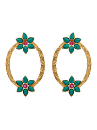 Turquoise Elegance Oval Earrings: 925 Sterling Silver Gold Plated view 2