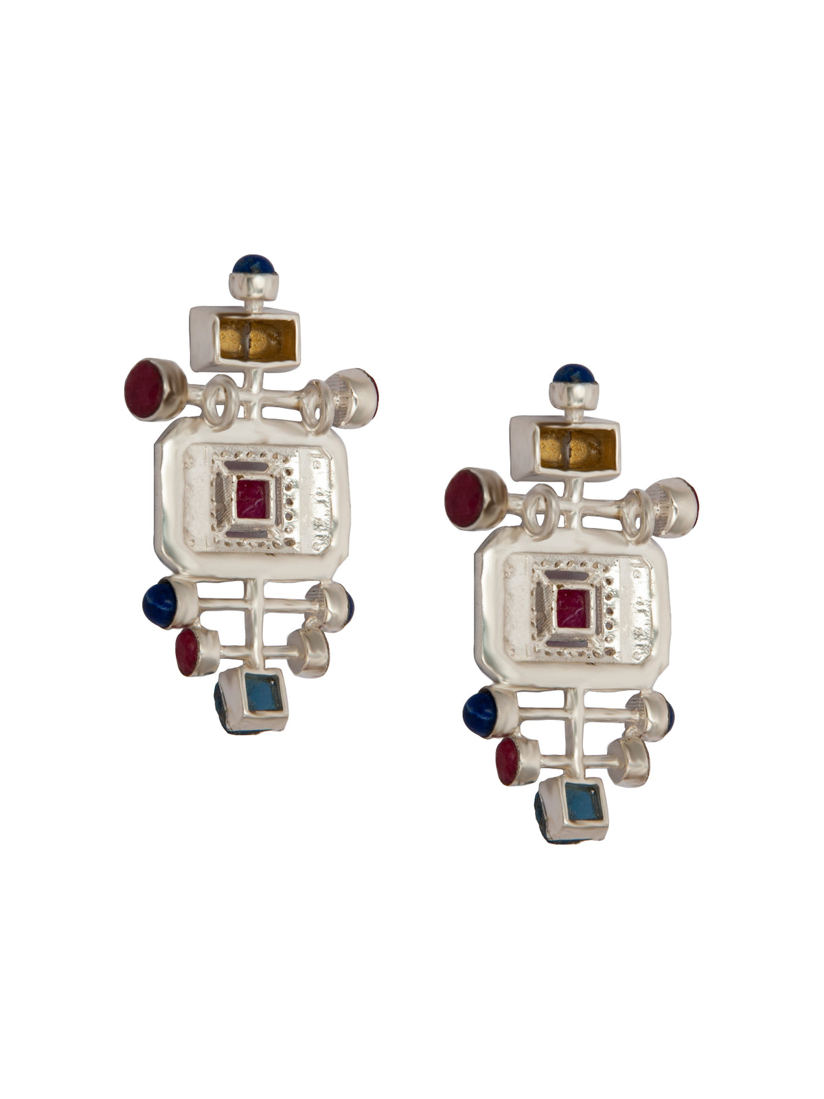 Azure Enchantment Modern Kundan Studs: 925 Sterling Silver view 4