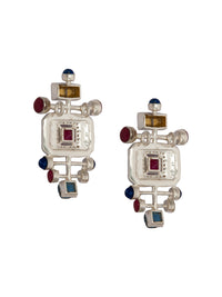 Azure Enchantment Modern Kundan Studs: 925 Sterling Silver view 4