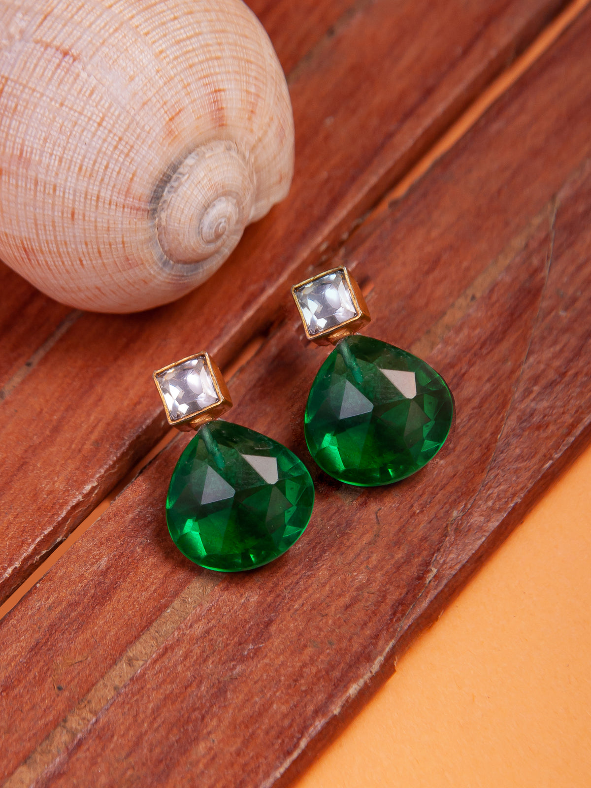 Green Heartshine Earrings view 2