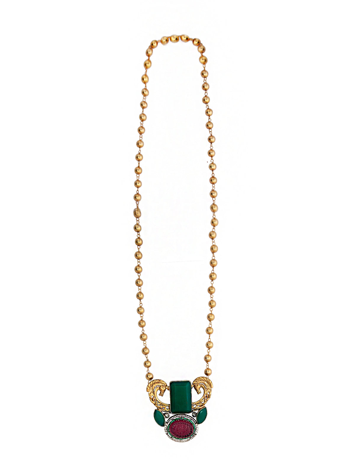 Seaside Splendor: 925 Silver Sea Horse Motif Fusion Gold Plated Beaded Necklace view 6