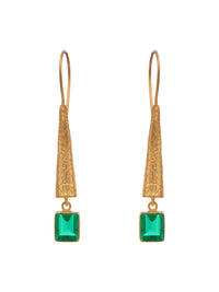Green Glow Designer Dangler Earrings: 925 Sterling Silver Gold Plated view 2