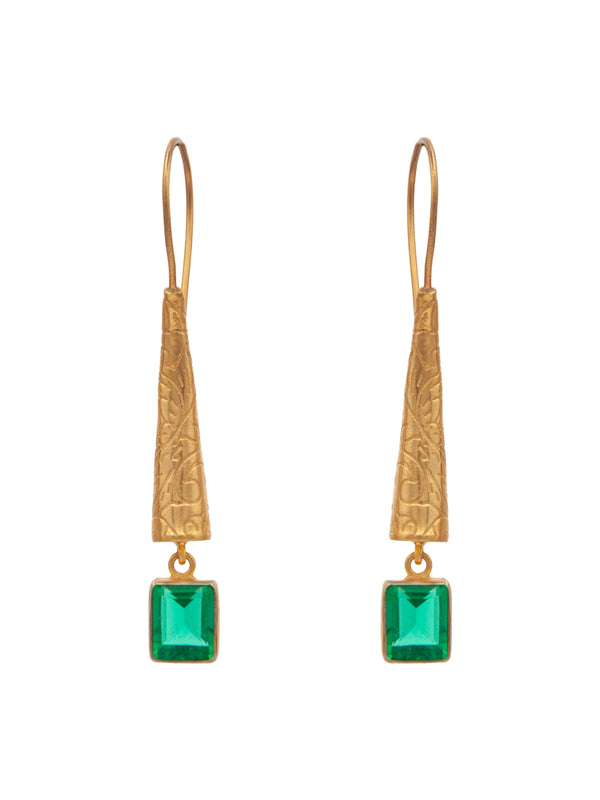 Green Glow Designer Dangler Earrings: 925 Sterling Silver Gold Plated alternate