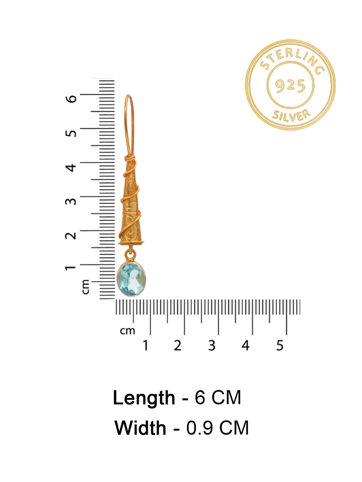 Aqua Radiance Designer Dangler Earrings: 925 Sterling Silver Gold Plated view 5