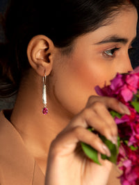 Rosy Radiance Designer Dangler Earrings: 925 Sterling Silver view 4