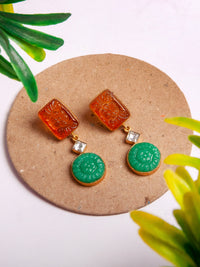 Golden Aura Carved Earrings view 2