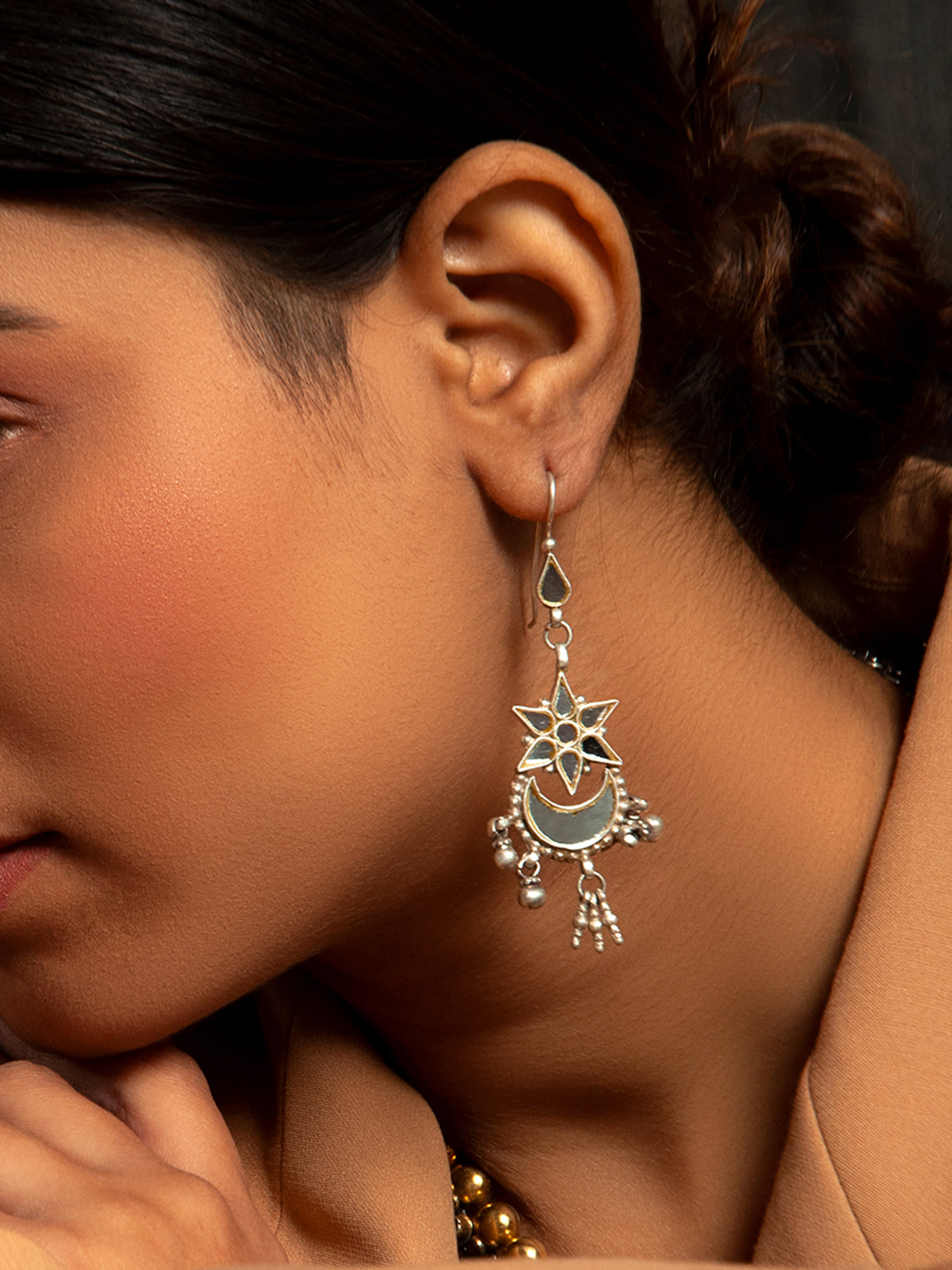 Crystal Frost: 925 Sterling Silver Earrings with White Glass view 3