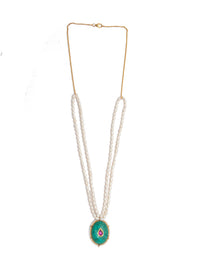 Turquoise Tranquility: 925 Silver Necklace with Pearl Beads view 2