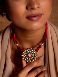 Crimson Coral Cascade: 925 Silver Red Coral Necklace view 4