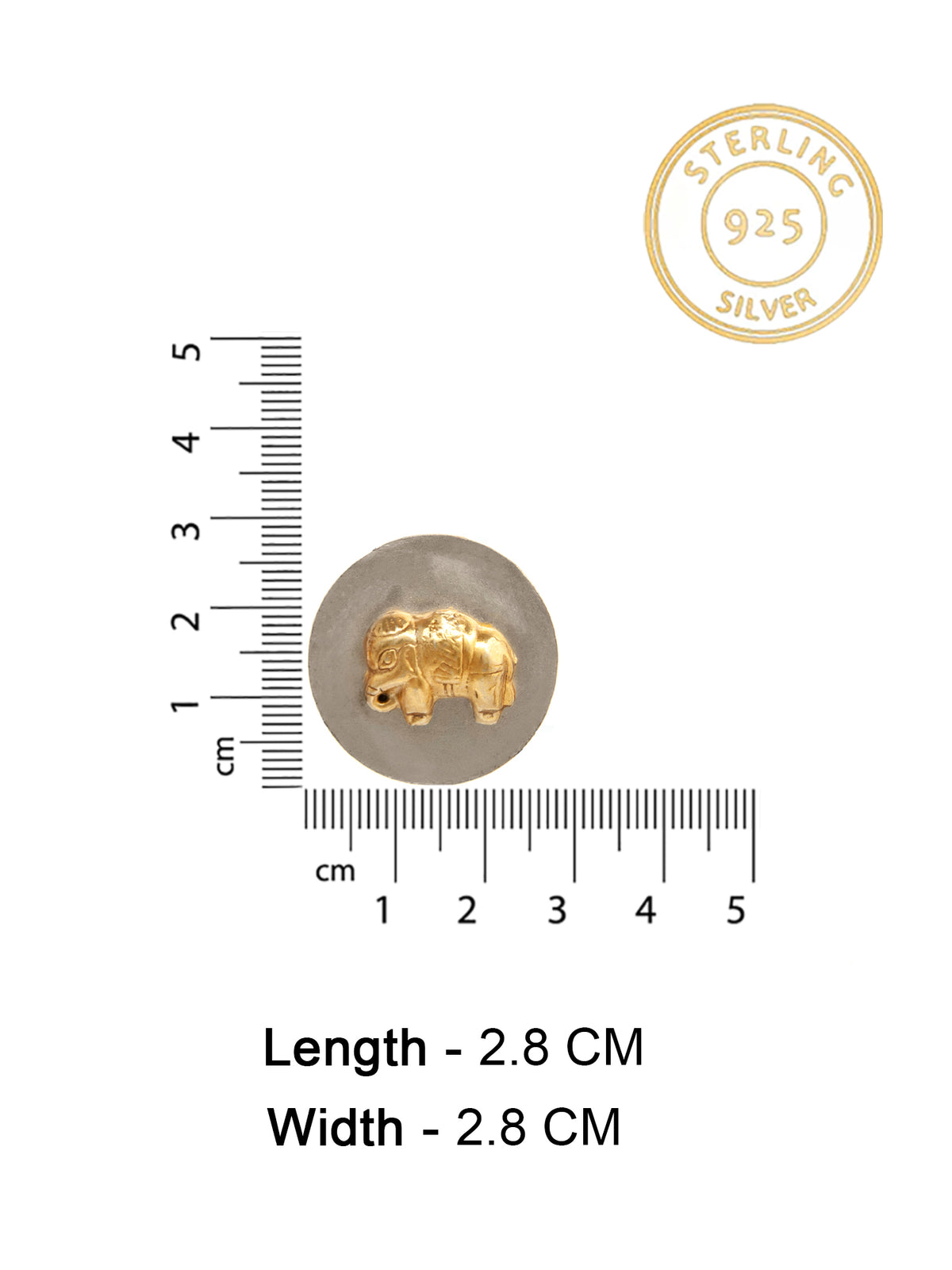 Majestic Marvel: 925 Sterling Silver Elephant Studs with Two Tone Plating view 5