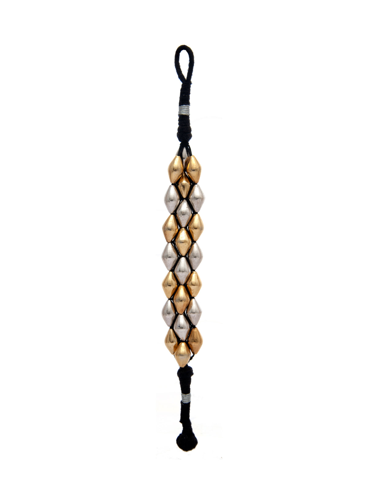 Dual-Tone Dholki Delight: 925 Silver Two Tone Bracelet view 5