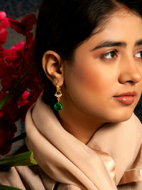 Green Glow Modern Hoop Earrings: 925 Sterling Silver Gold Plated view 4