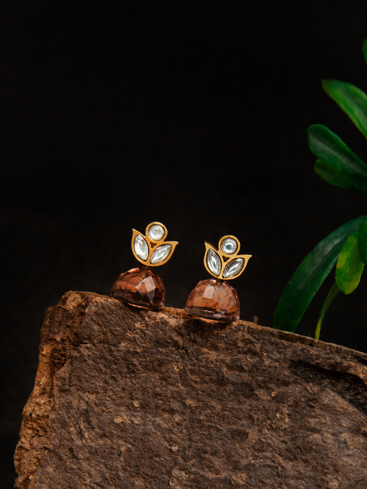 Pink Petals: 925 Sterling Silver Studs with Pink Gemstone view 1