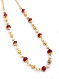 Scarlet Melon Radiance: 925 Silver Beaded Necklace with Red Melon Cut Beads view 6