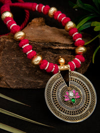 Lotus Radiance: 925 Silver Round Pendant Necklace with Signature Lotus Motif view 1