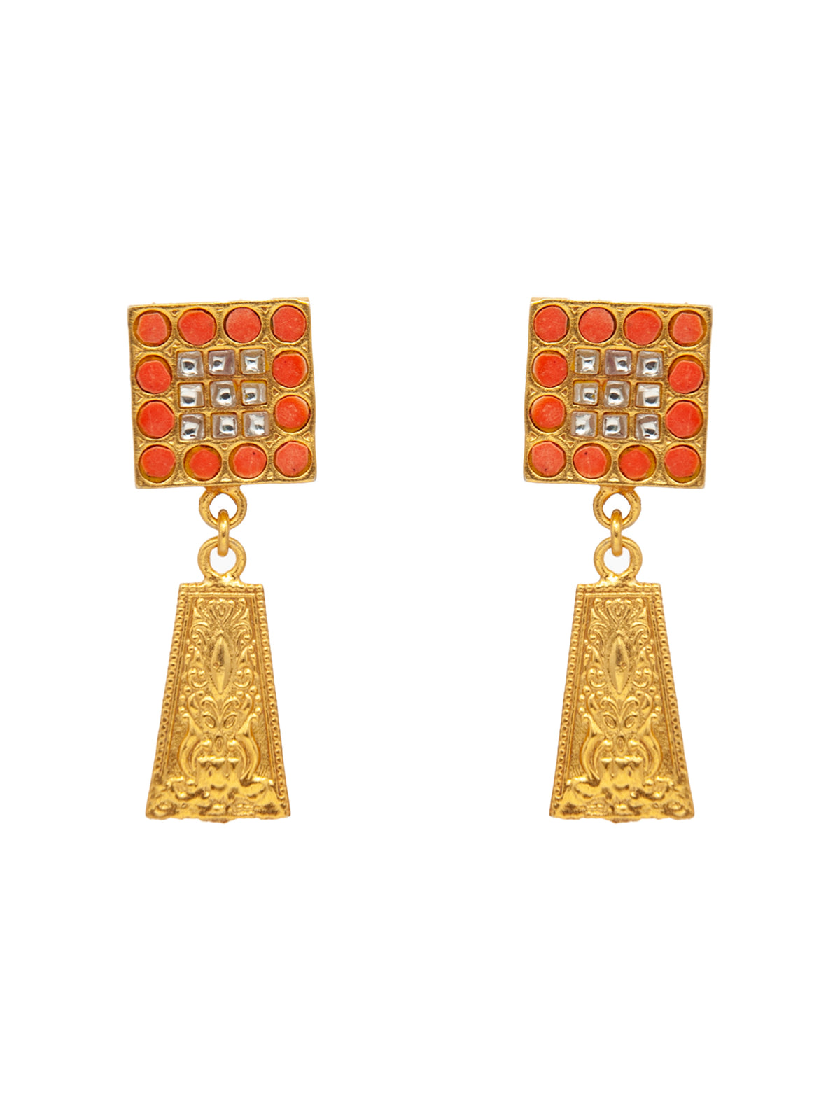 Sona Kundan Haar Earrings: 925 Sterling Silver Gold Plated view 2