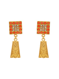 Sona Kundan Haar Earrings: 925 Sterling Silver Gold Plated view 2