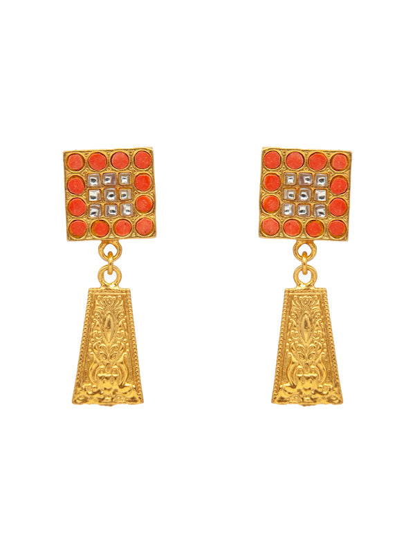 Sona Kundan Haar Earrings: 925 Sterling Silver Gold Plated alternate