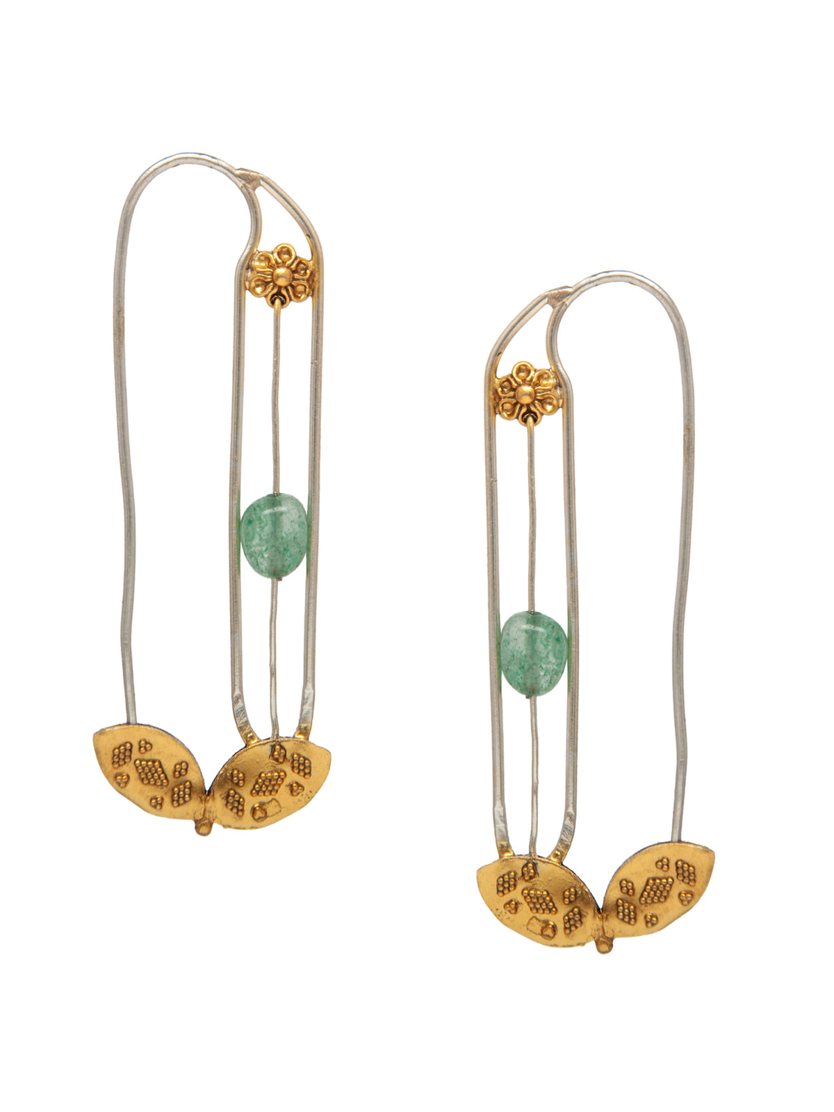 Verde Pinwheel Safety Pin Earrings: 925 Sterling Silver view 2