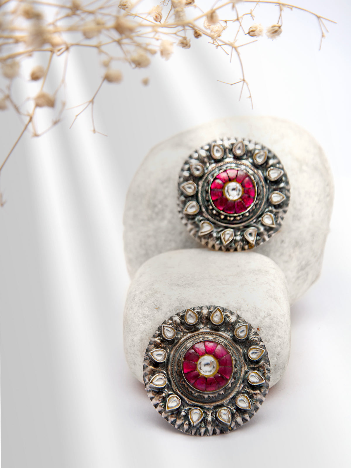 Royal Crimson Kundan Studs view 1