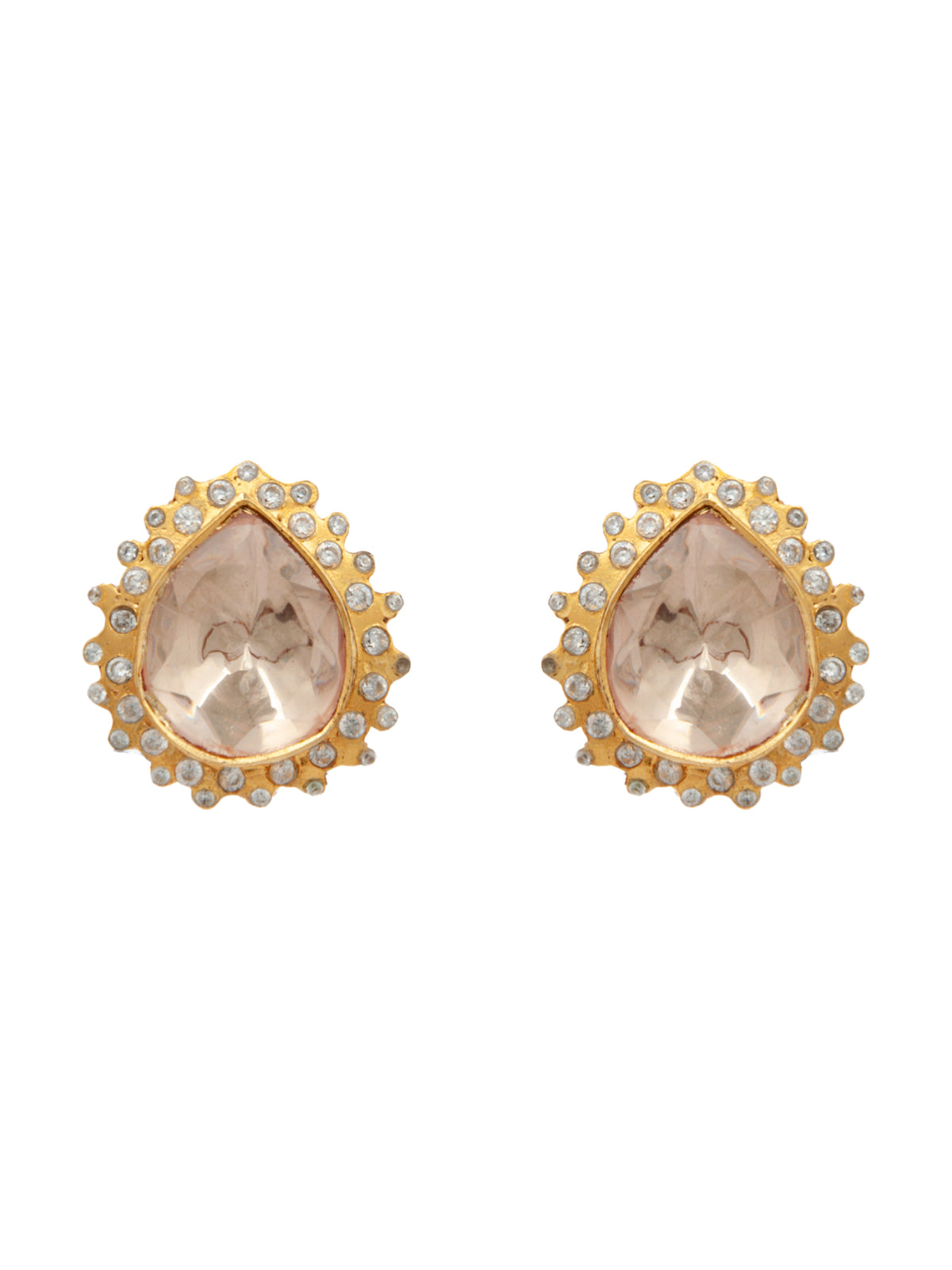 Maharaja Swarna Moissanite Studs: 925 Sterling Silver Gold Plated view 2