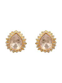 Maharaja Swarna Moissanite Studs: 925 Sterling Silver Gold Plated view 2
