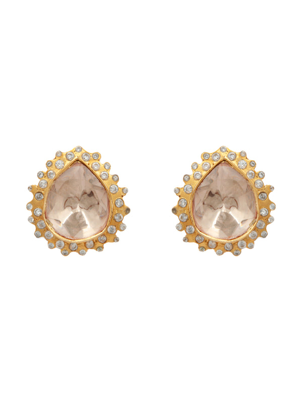 Maharaja Swarna Moissanite Studs: 925 Sterling Silver Gold Plated alternate