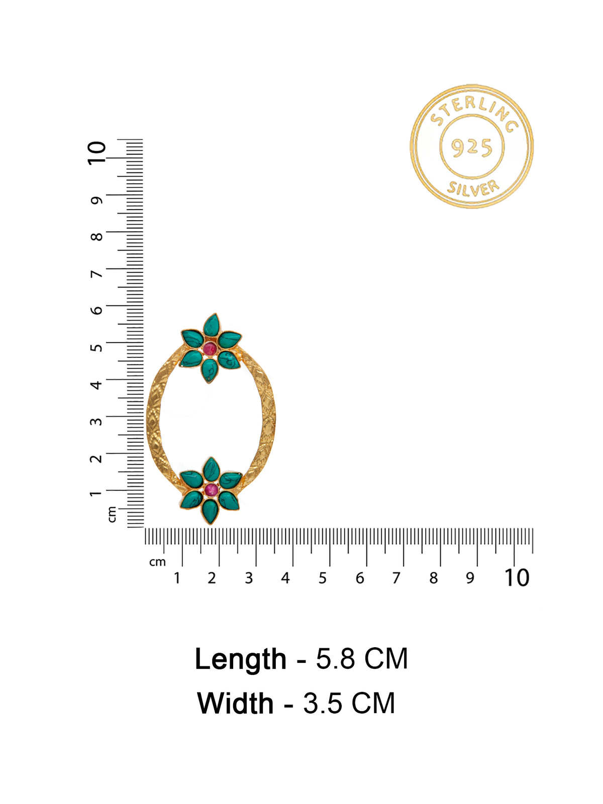 Turquoise Elegance Oval Earrings: 925 Sterling Silver Gold Plated view 5